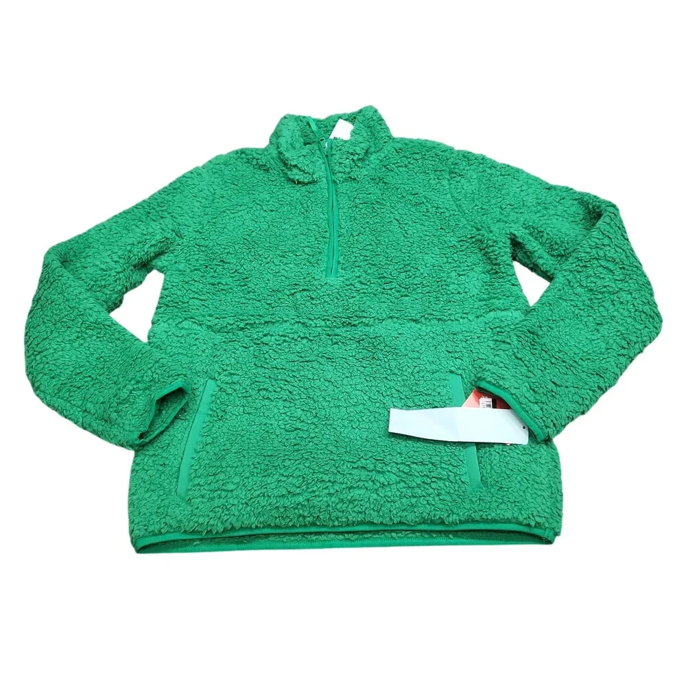 Wondershop Kids Faux Shearling Half Zip Up Pajama Pullover Green Size X-Large 14